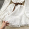 Sweetie Lace-up Ruffled White Dress