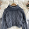 High-neck Twist Sweater&Stretchy Skirt 2Pcs