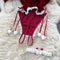 Christmas Lace Trim Velvet Romper