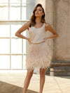 Simple Design Camisole&Fringed Skirt