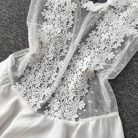 Lace Embroidered White Slip Dress