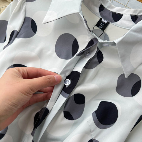 Polo Collar Polka Dot Shirt Dress