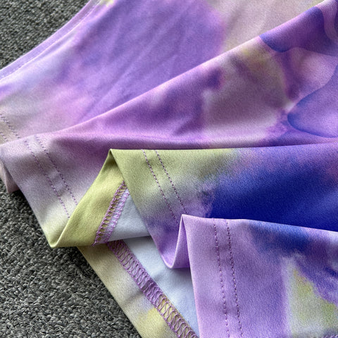 Halter Top&Slit Skirt Tie-dye 2Pcs