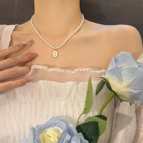 French Style Rose Necklace&Earrings