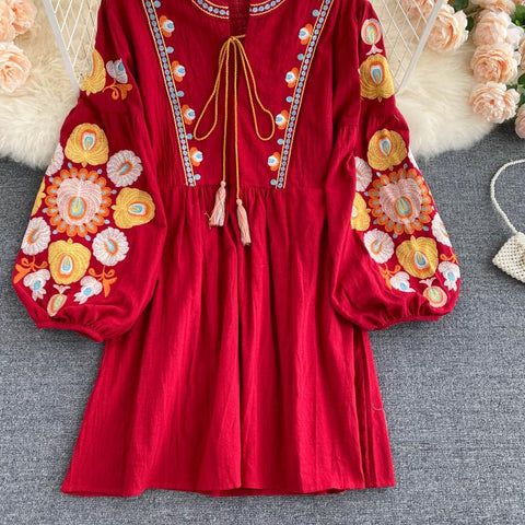 Ethnic Style Embroidered Loose-fitting Dress