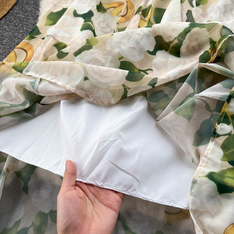 Floral Printed Chiffon Slip Dress