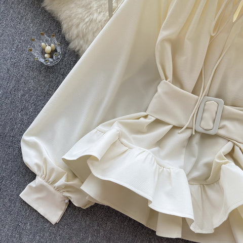 Courtly Lace-up Ruffled Shirt
