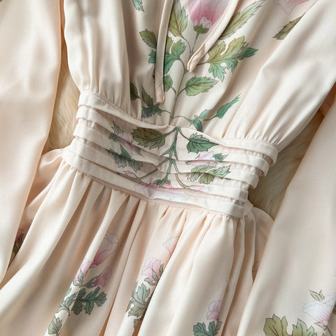 Courtly Pleated Floral Printed Dress
