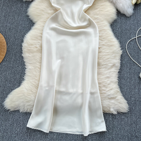 Simple Design Satin Slip Dress