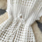 Solid Color Hollowed Net Knitted Dress