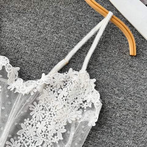 Lace Embroidered White Slip Dress