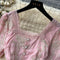 Vintage Embroidery Pink Princess Dress