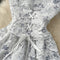 Courtly Jacquard Lace-up Girdling Dress