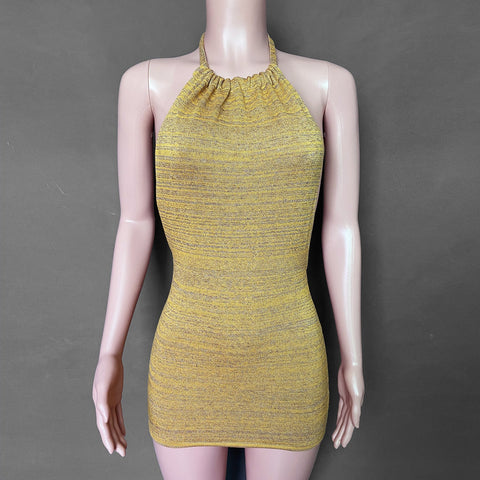 Backless Knitted Halter Sweater Dress