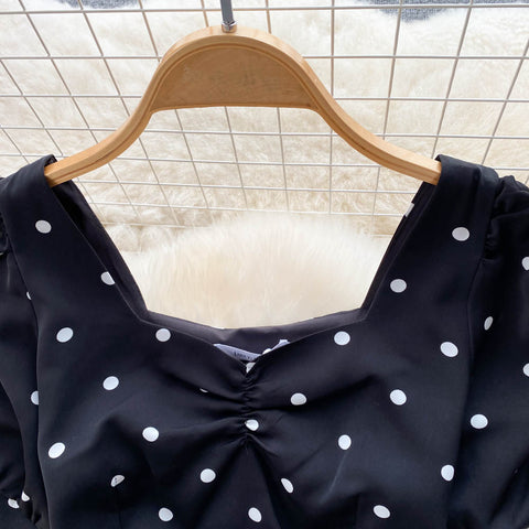 Polka Dot Black Fishtail Dress