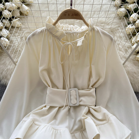 Courtly Lace-up Ruffled Shirt