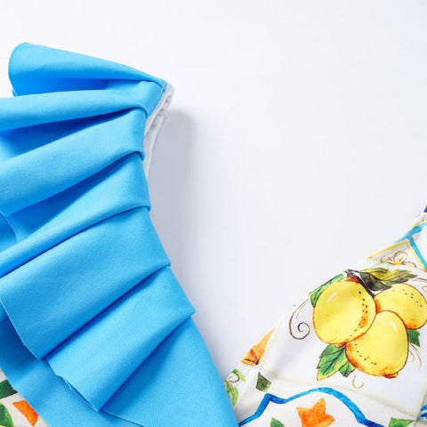 Lemon Printed Slip Swimwear&Wrap Skirt