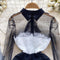 Lace Patchwork Bow-tie Black Dress