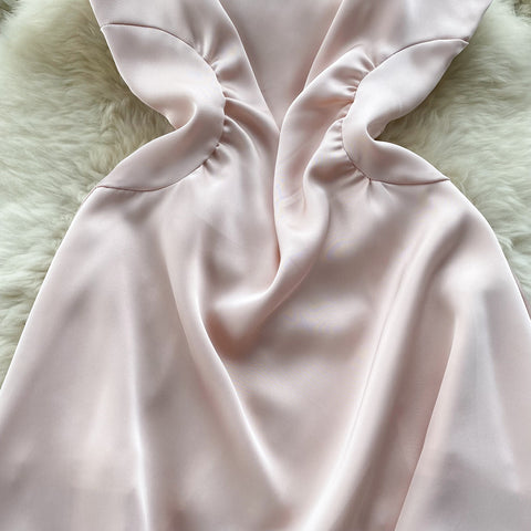 Vintage Waist-slimming Satin Slip Dress