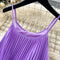 Elegant Pleated Purple Slip Dress