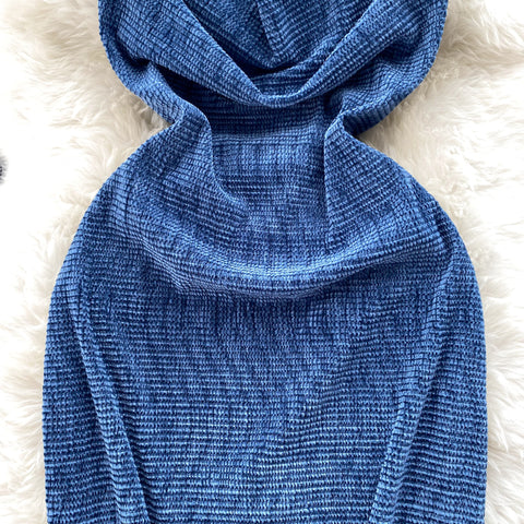 Navy Blue X-line Knitted Slip Dress