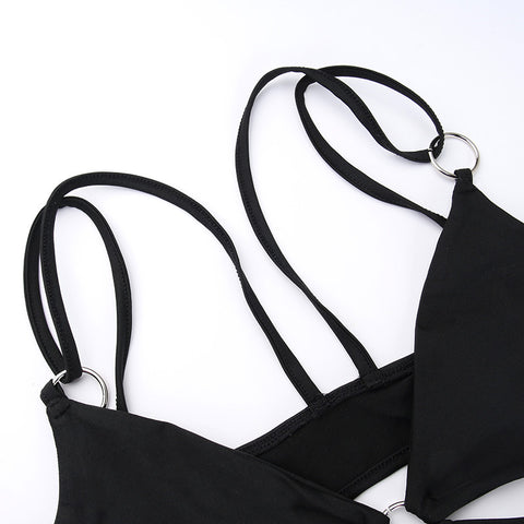 Irregular Design Black Lace Jumpsuit