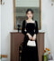 Lace-up Hollowed Black Velvet Dress