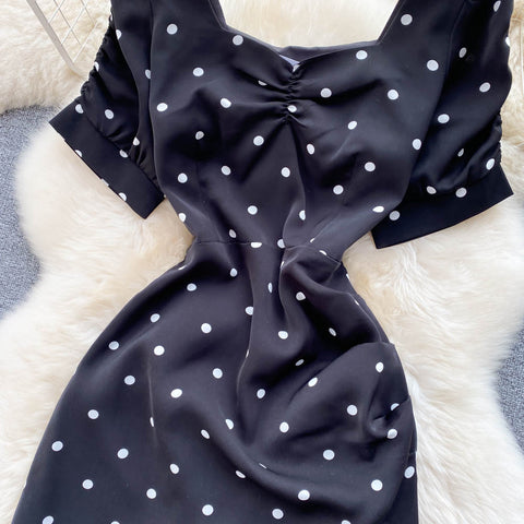 Polka Dot Black Fishtail Dress