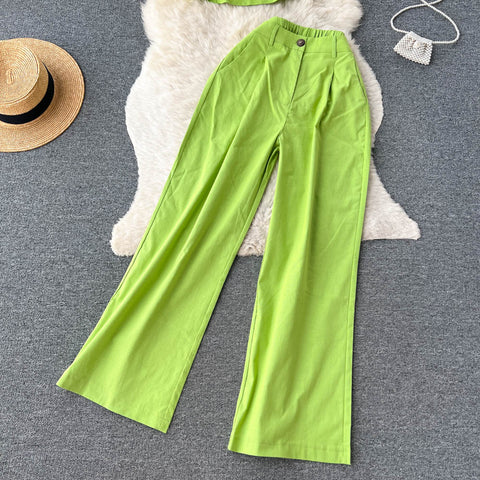 Sleeveless Top&Wide-leg Trousers 2Pcs