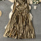 Glossy Metallic Style Pleated Dress
