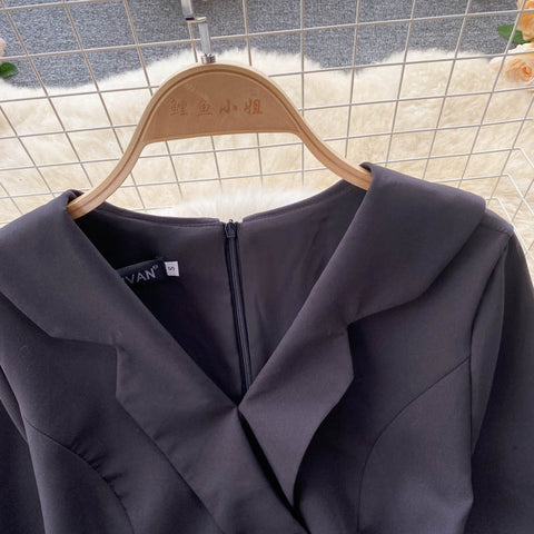 Black Patchwork Mesh Dress