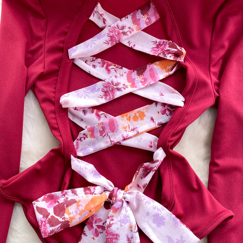 Floral Bow-tie Hollowed Jumpsuit