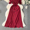 Vintage Off-shoulder Pleated Edge Dress