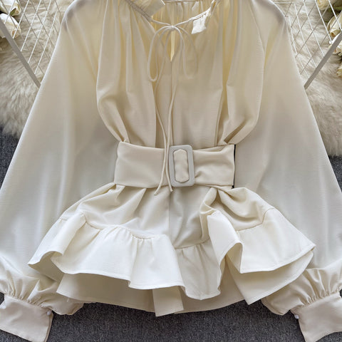 Courtly Lace-up Ruffled Shirt