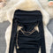 Off-shoulder Pleated A-line Black Dress