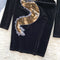 Sequined Chinese Loong Black Suede Dress