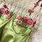 Embroidered Flower Satin Slip Dress