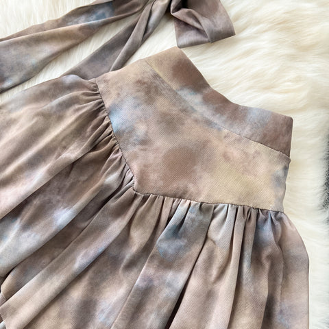 Tie-dye Hollowed Camisole&Skirt 2Pcs