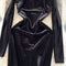 Black Lace Patchwork Suede Dress