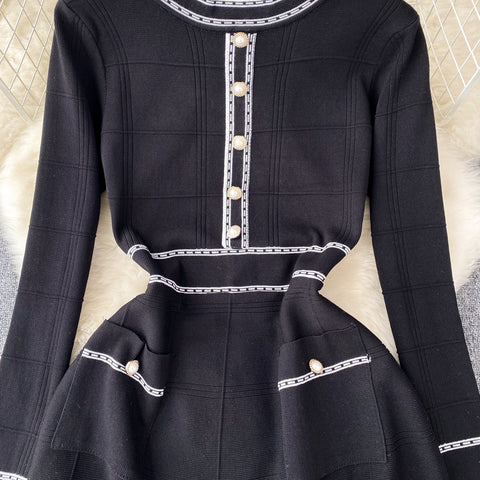 French Style Elegant Knitted Dress