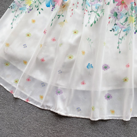 Fairy Colorful Floral Chiffon Dress