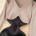 Elegant Hollowed Knitted Slip Dress