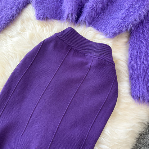 Soft Sweater&Fishtail Skirt 2Pcs Set