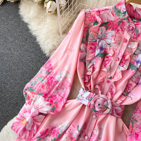 Ethnic Ruffled Floral Printed Dress