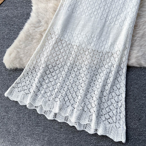 Crochet Top&Fishtail Skirt 2Pcs Set