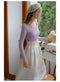 V-neck Beaded Lavender Knitted Shirt