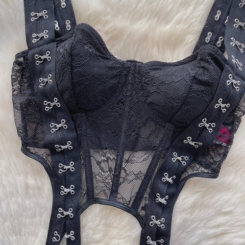 Niche Snap Fastener Black Lace Top