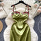 Flower Embroidery Satin Slip Dress