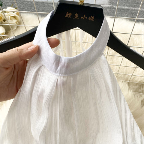 High-end White Formal Halter Dress