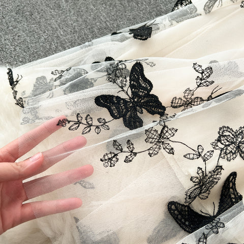 Fairy 3d Embroidered Mesh Skirt